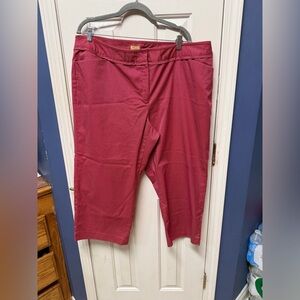 Caslon Women’s 20W Red Stripe Cargo Capri Pants Straight Flat Front High Rise